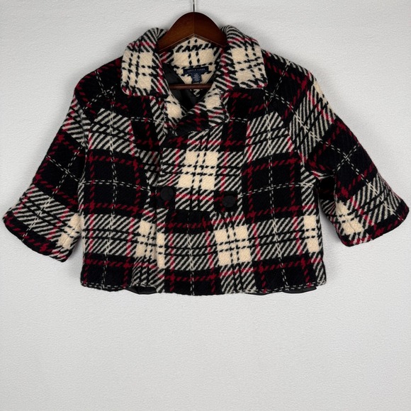 Tommy Hilfiger Other - Tommy‎ Hilfiger Little Girls Large Red Black Plaid Wool Cropped Pea Coat Jacket